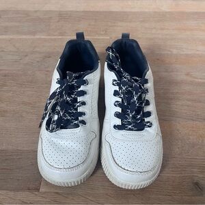 Carter’s Boys Size 2 White Tie Sneakers w/ Navy Detail
